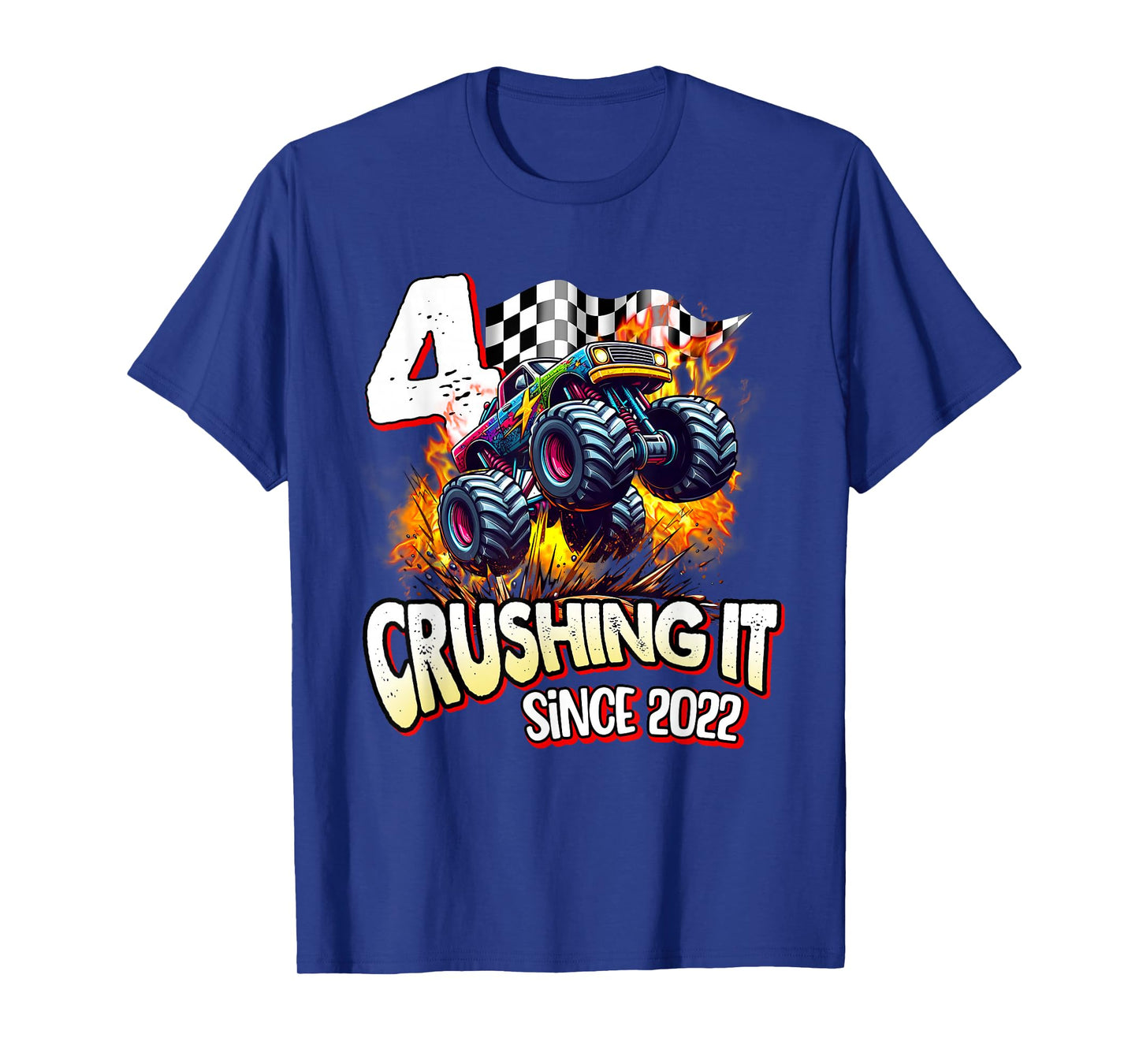 Birthday Monster Truck 4 Years Old Boys 4th Party Born 2022 T-Shirt