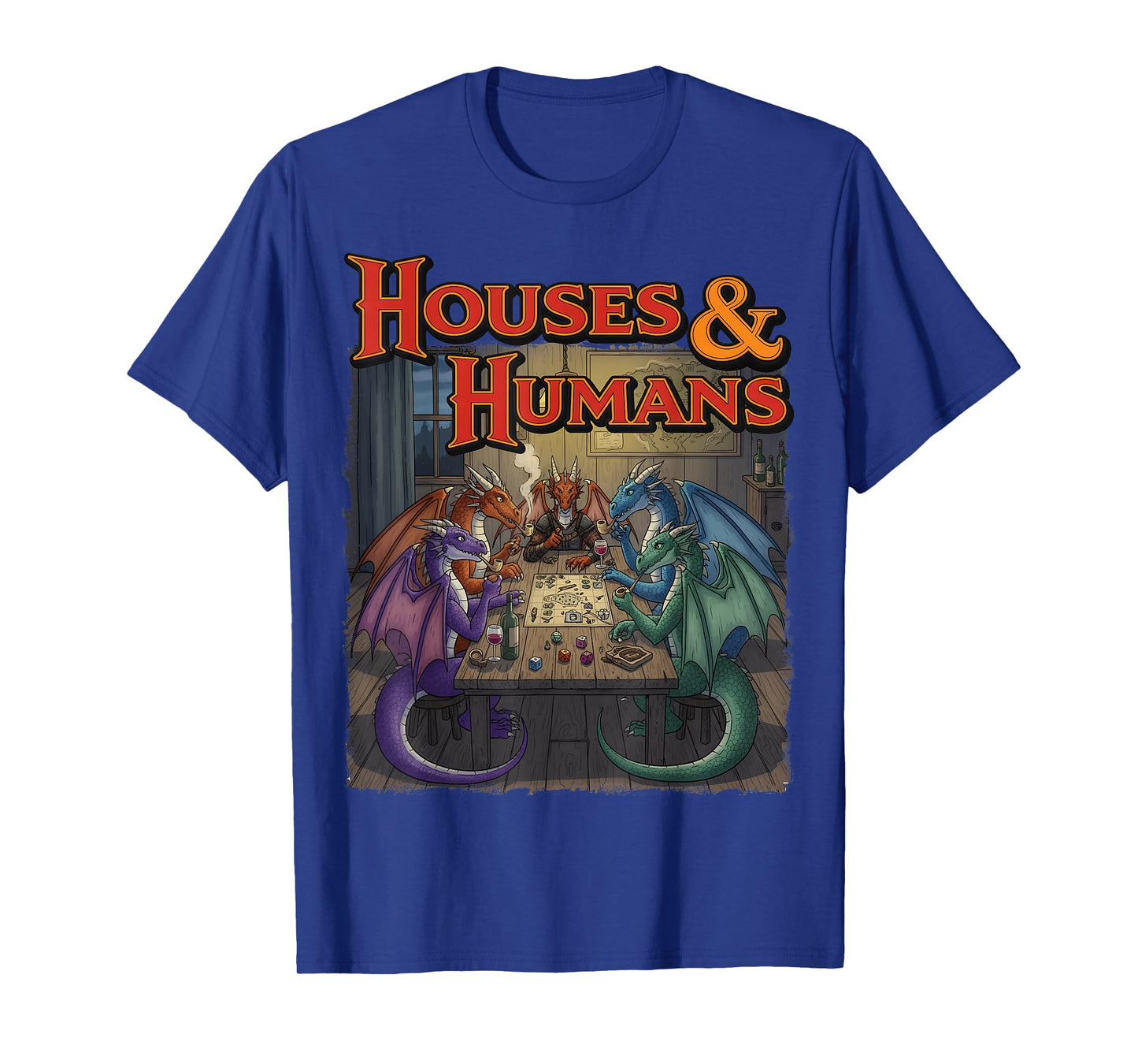 Gaming Houses Humans Funny Rpg Parody Gamer Men Boys Kids T-Shirt