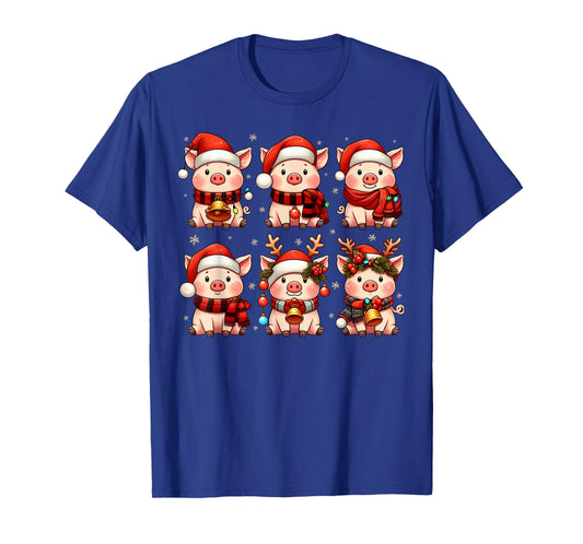 Cute Pig Santa Christmas Lights Funny Xmas Animal Lover T-Shirt