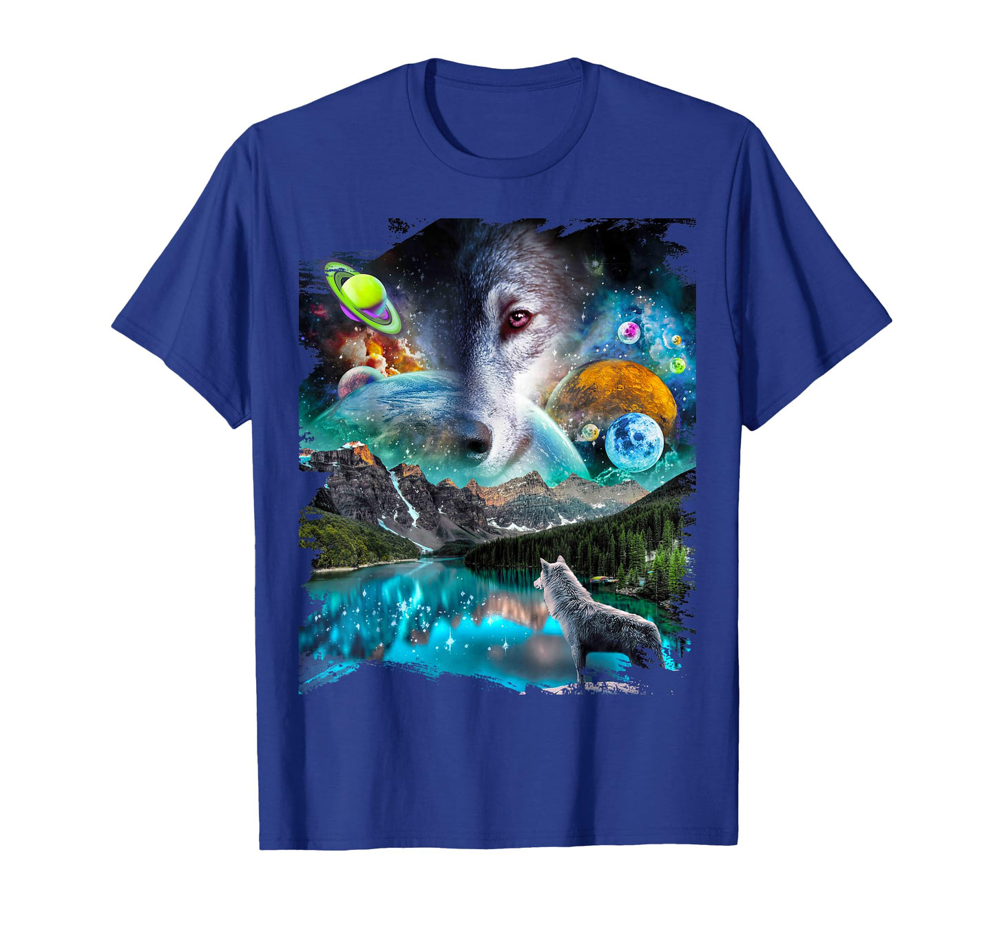 Celestial Cosmic Wolf, Space Planets Wolves T-Shirt