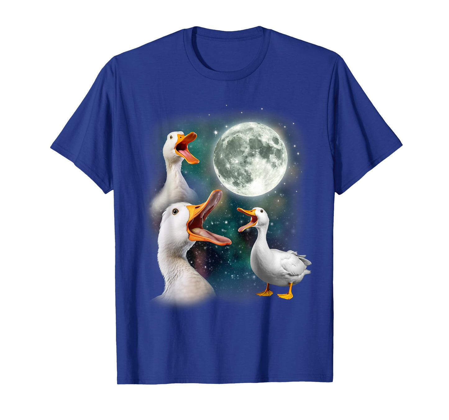 3 Ducks Howl At Moon | Funny Weird Cursed Pekin Duck Lover T-Shirt