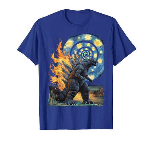 Kaiju Starry Night Japanese Art Anime Van Gogh Funny Gifts T-Shirt