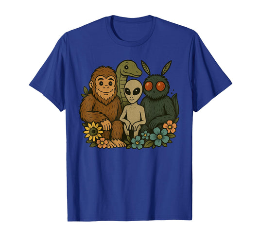 Funny Cryptid Bigfoot Loch Ness Monster Mothman And Aliens T-Shirt