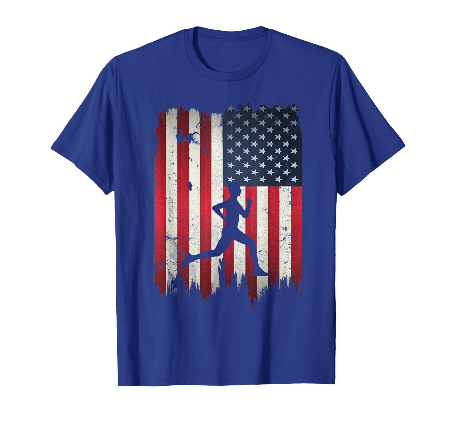 Runner Running USA American Flag 4th of July T-Shirt