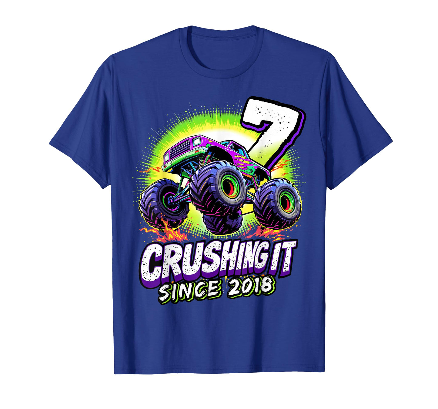 Birthday Monster Truck 7 year Old Boys 7th Party Born 2018 T-Shirt