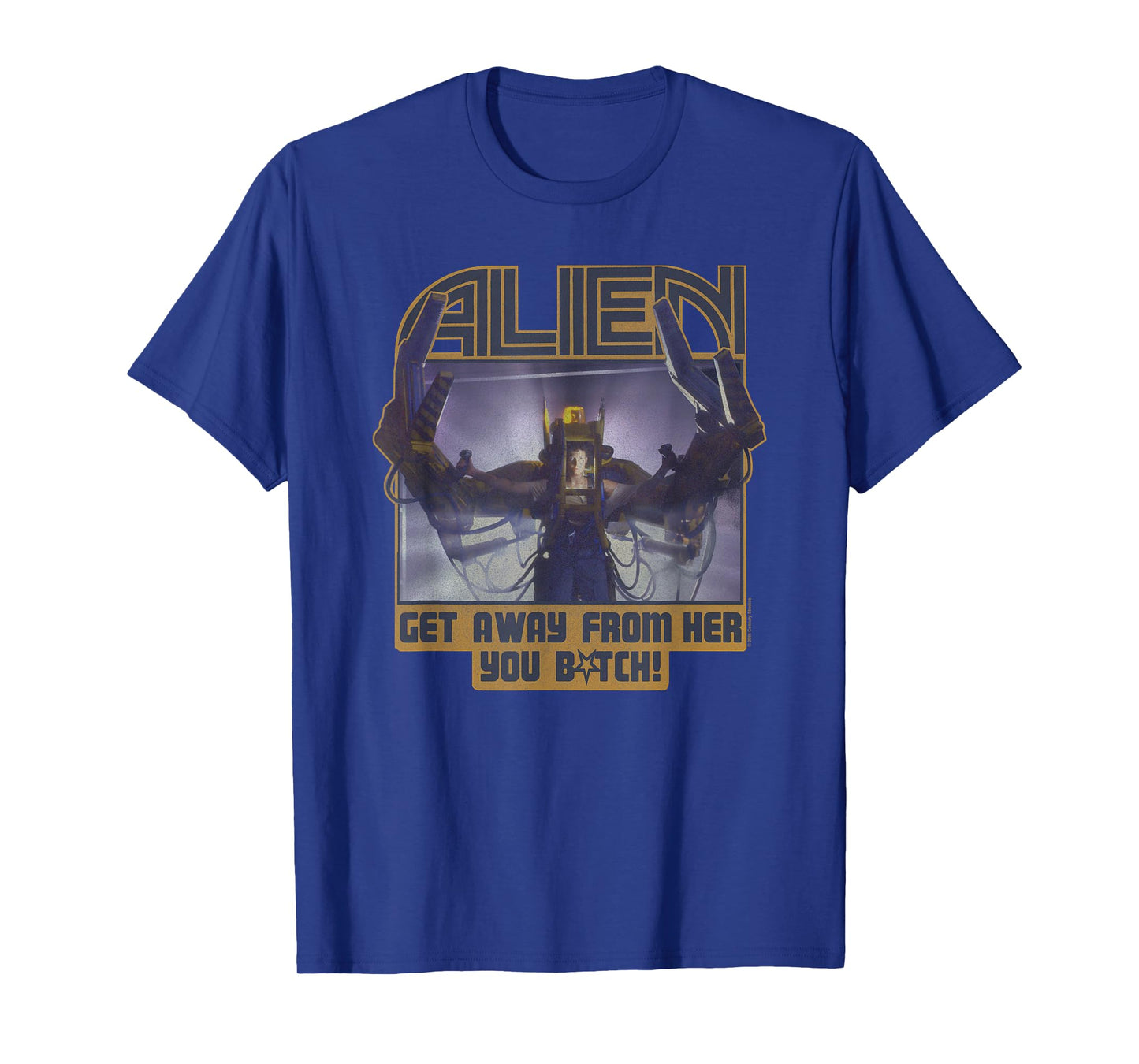 Aliens Get Away From Her You B-tch! Big Chest Retro Poster T-Shirt
