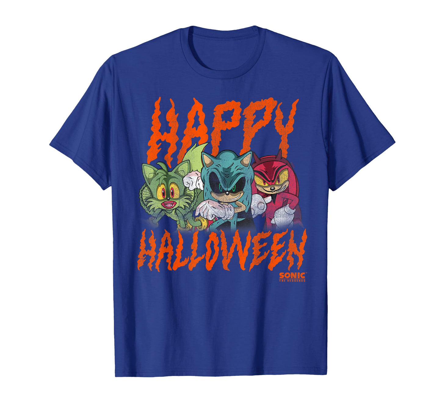 Sonic The Hedgehog Halloween Happy Halloween Distressed T-Shirt