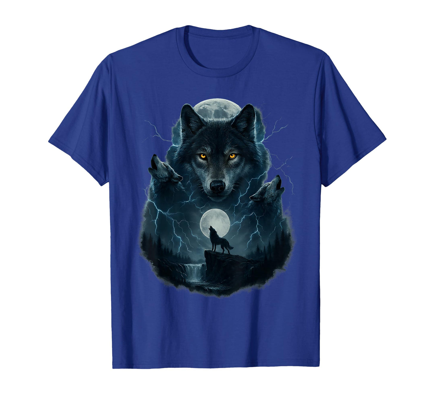 Wolf Howling at Moon Funny Graphic Tees Men Wolves T-Shirt