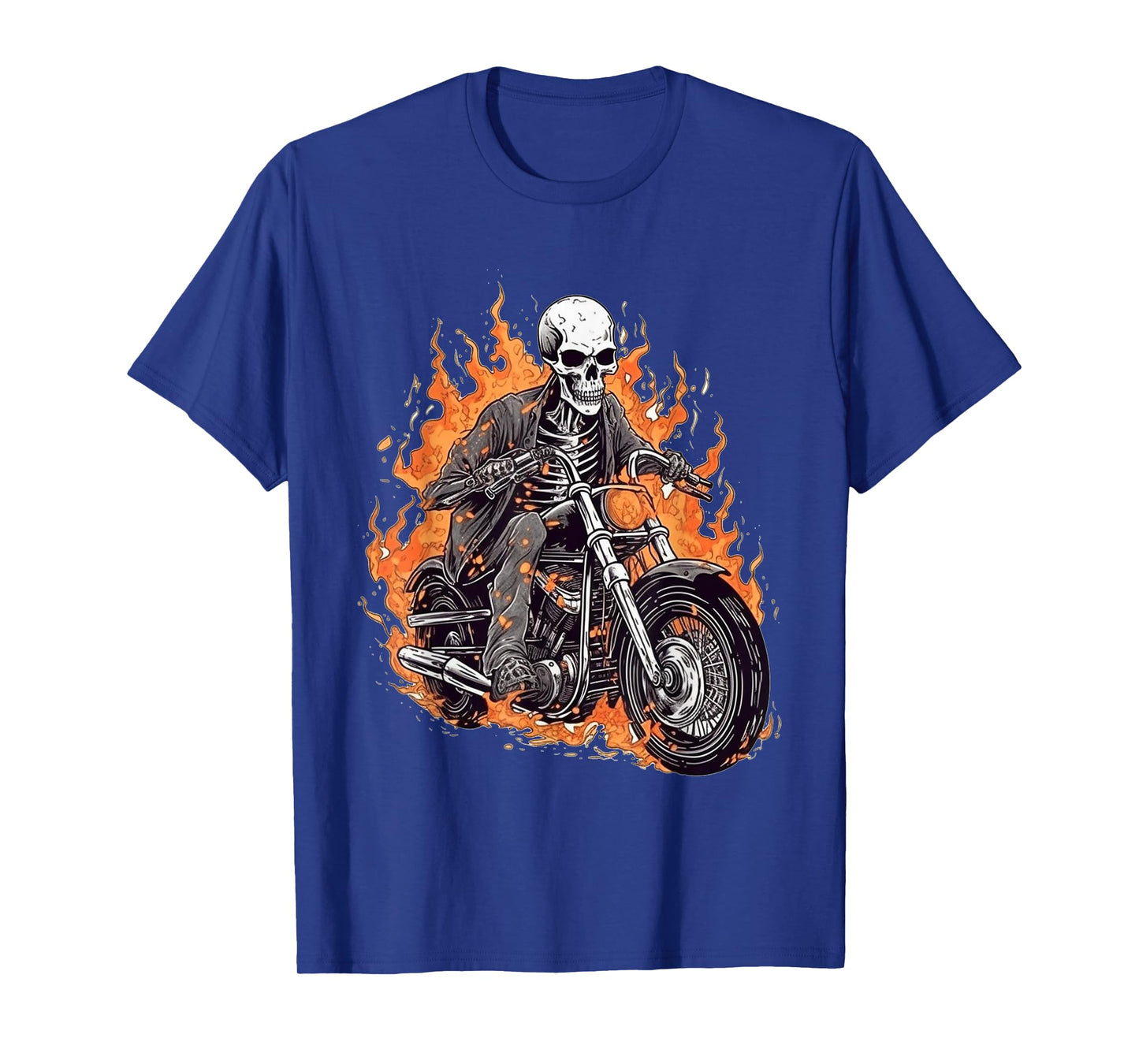 Skeleton Riding Motorcycle Halloween Costume Biker Men Boys T-Shirt