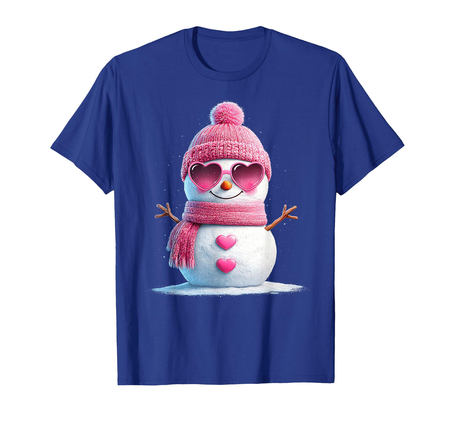 Pink Snowman Beanie Girly Merry Christmas Women Sunglasses T-Shirt