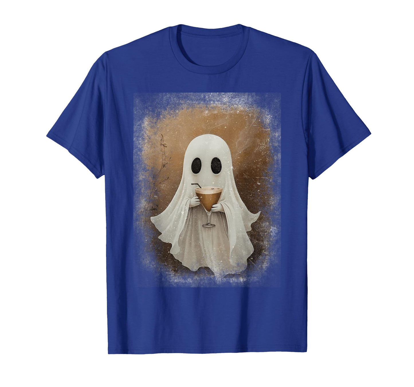 Ghost Drinking Espresso Martini Halloween Spooky Autumn Fall T-Shirt