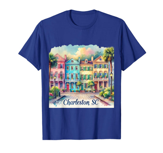 Charleston SC Rainbow Row Colorful Houses T-Shirt