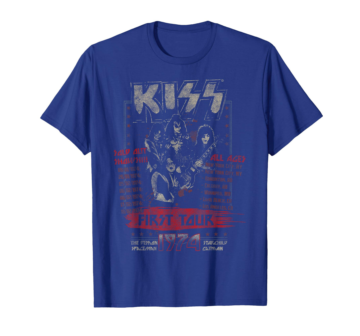 KISS Classic Fit First Tour T-Shirt - Black, Short Sleeve, Cotton & Polyester Blend