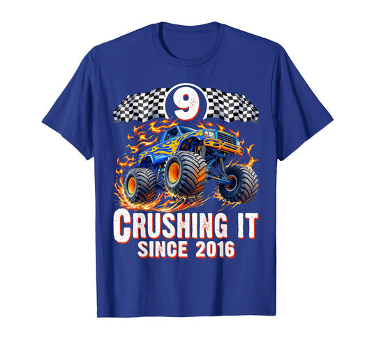 Birthday Monster Truck 9 years Old Boys 9th Party Born 2016 T-Shirt
