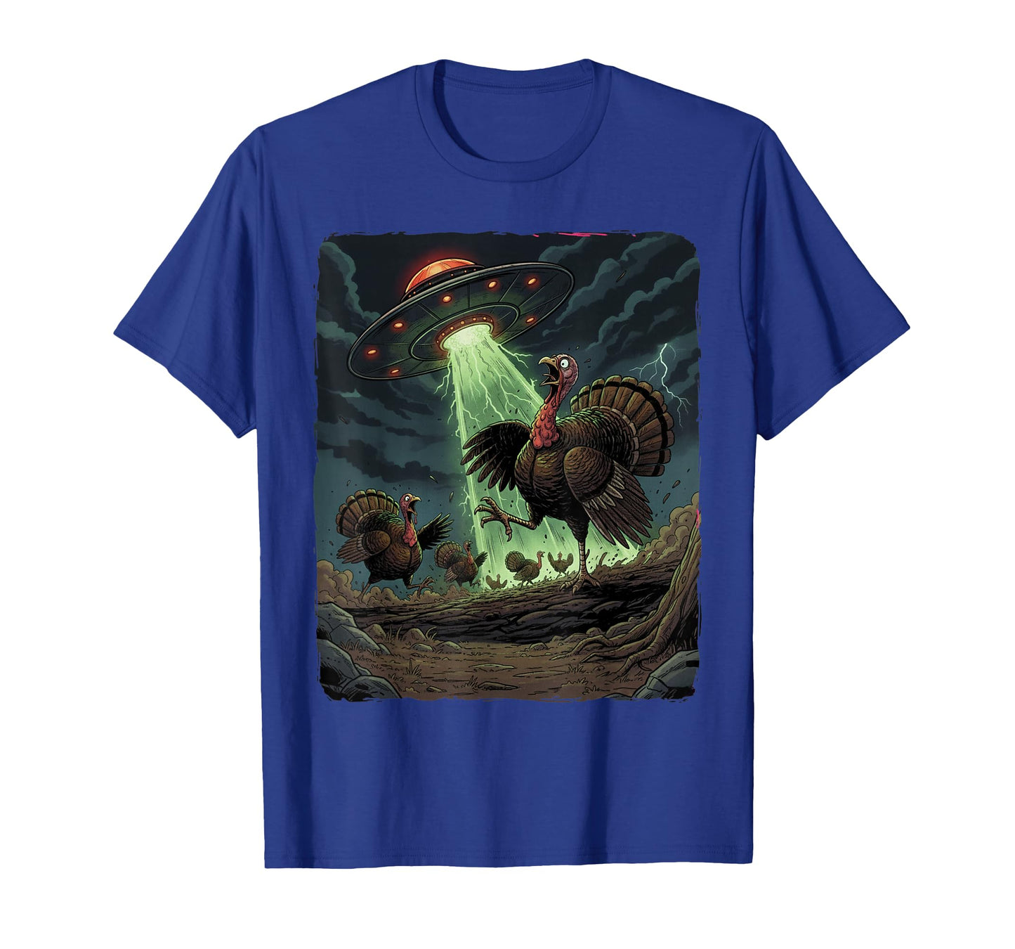 Alien UFO Turkey Abduction Thanksgiving Dark Horror Humor T-Shirt