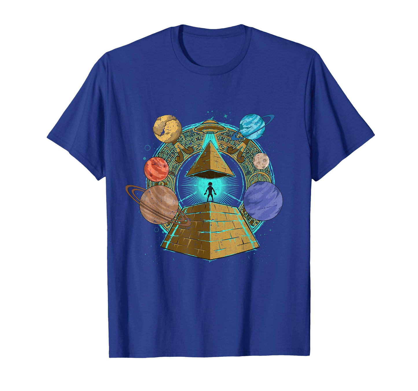 UFO Abduction Egyptian Pyramids Space Science Sci Fi Alien T-Shirt