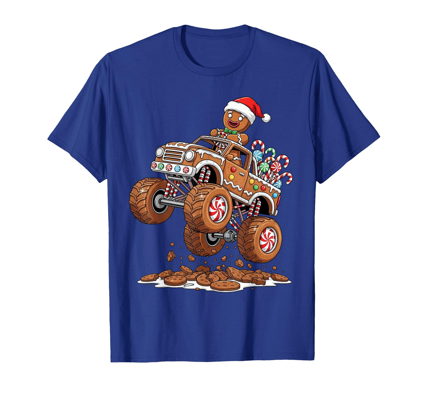Monster Truck Gingerbread Man Funny Christmas Baking T-Shirt