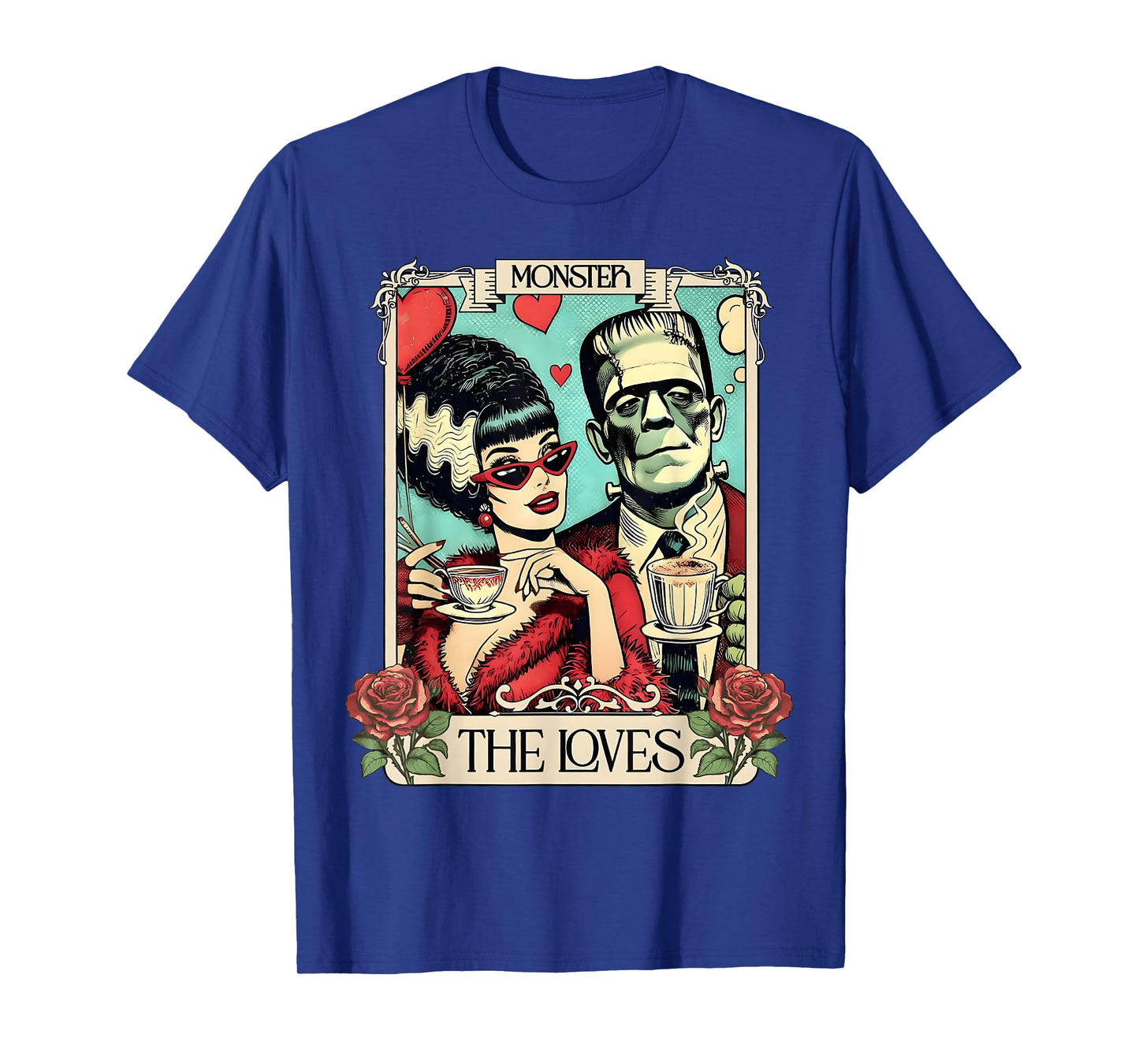 The Monster Frankenstein and Bride The Lovers Tarot Card T-Shirt