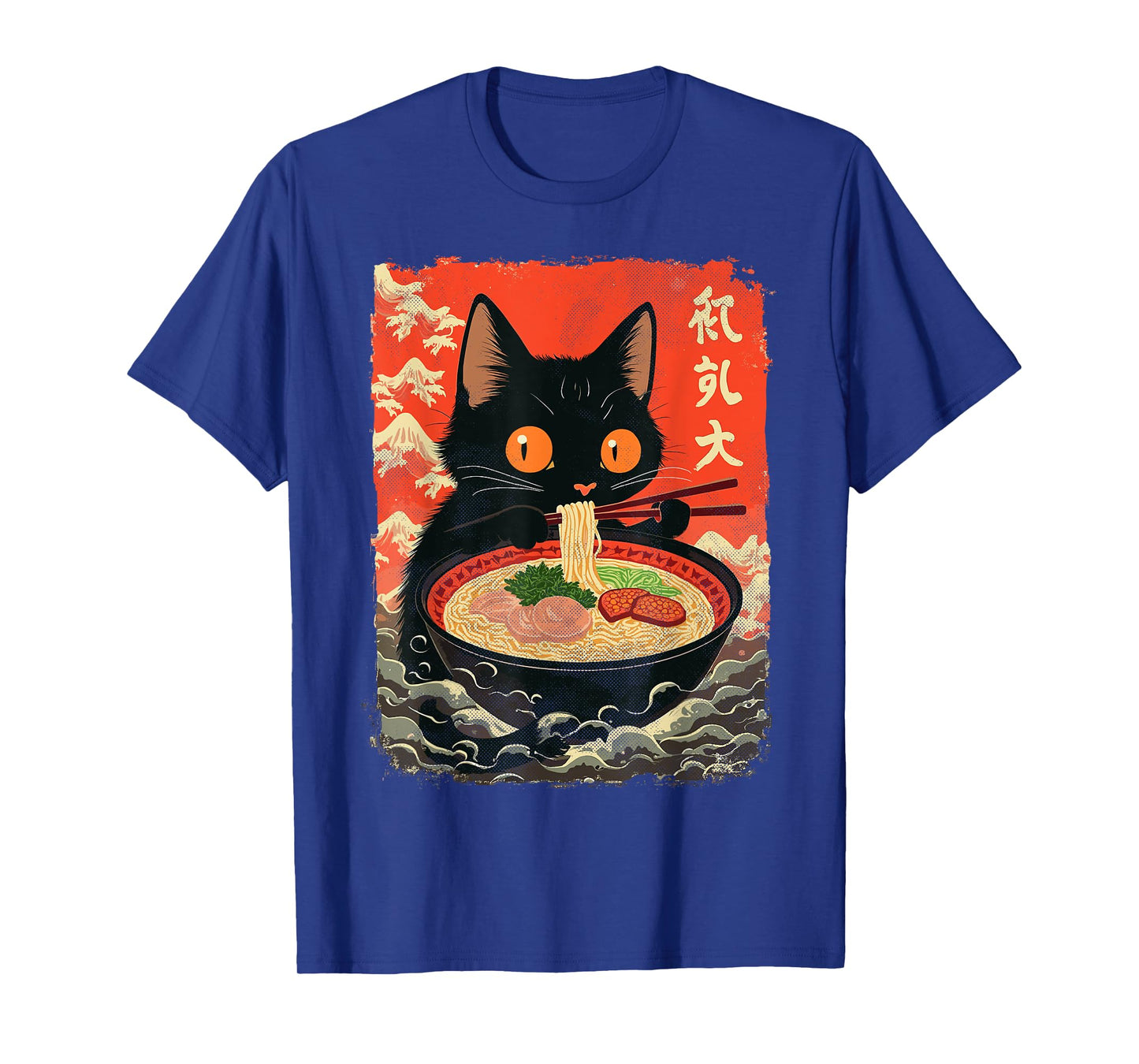 Neko Cat Eating Ramen Anime Kawaii Japanese Noodle Graphic T-Shirt