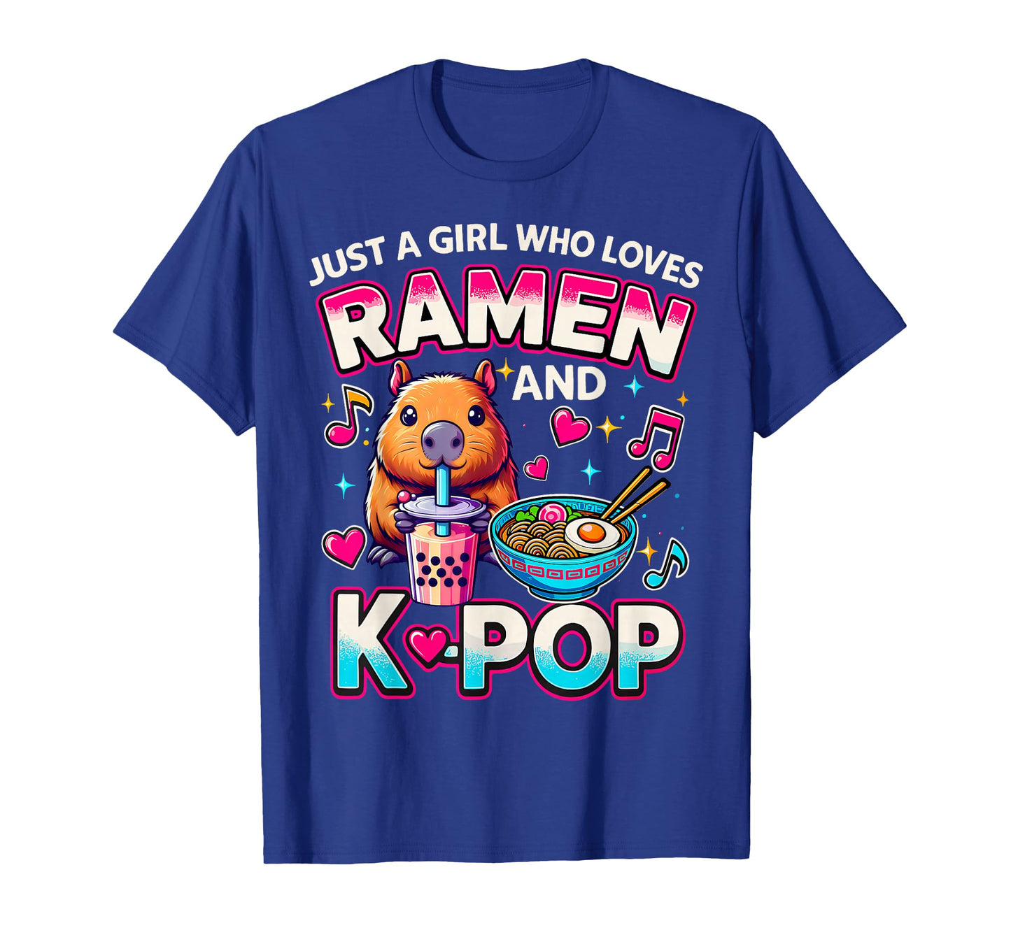 Kawaii Just A Girl Who Loves Ramen and Kpop Capy Girl Women T-Shirt