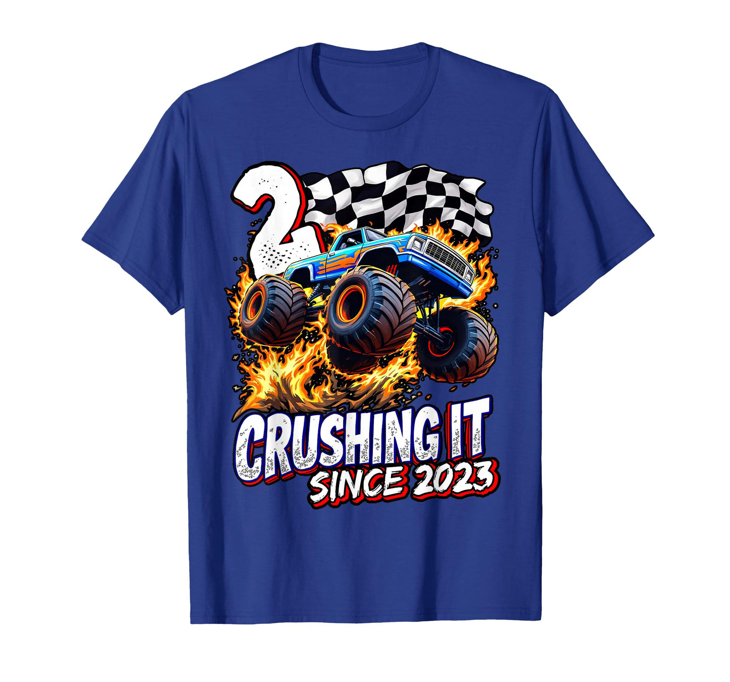 Birthday Monster Truck 2 Year Old Boys 2nd Party Born 2023 T-Shirt