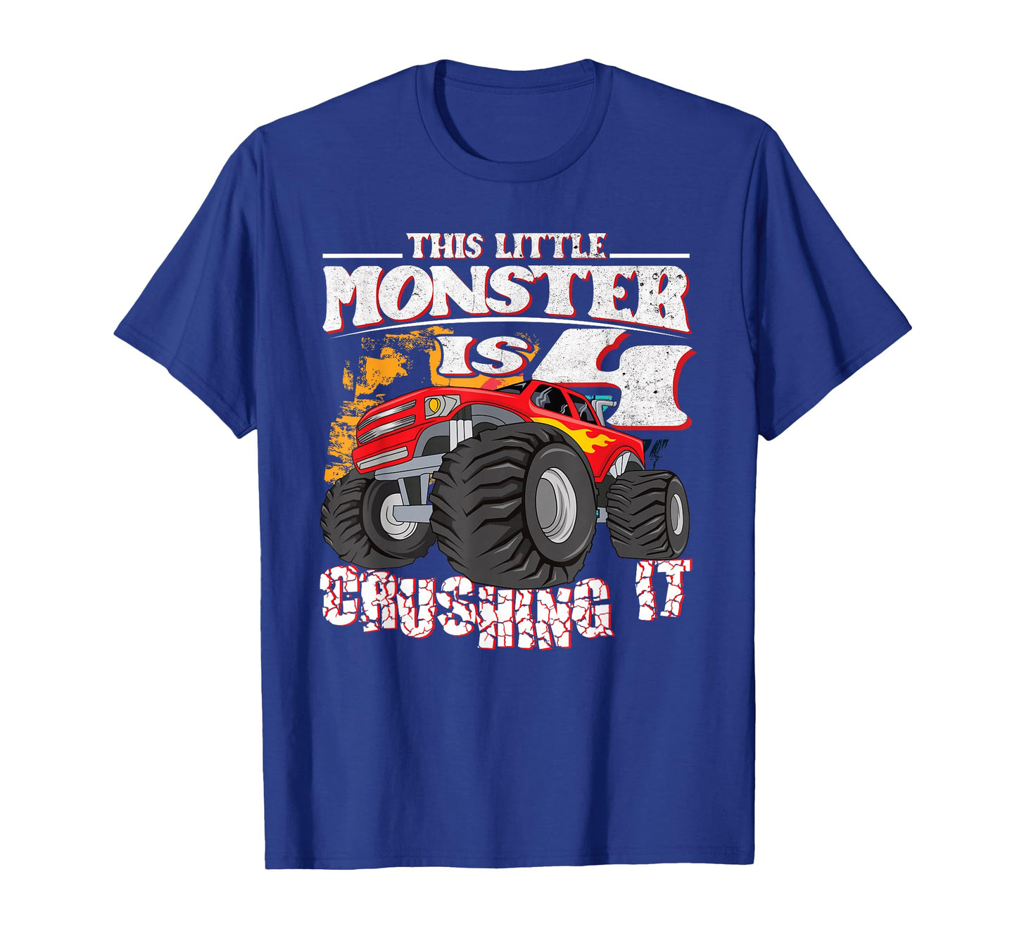 4th Birthday Kids This Little Monster Truck T-Shirt