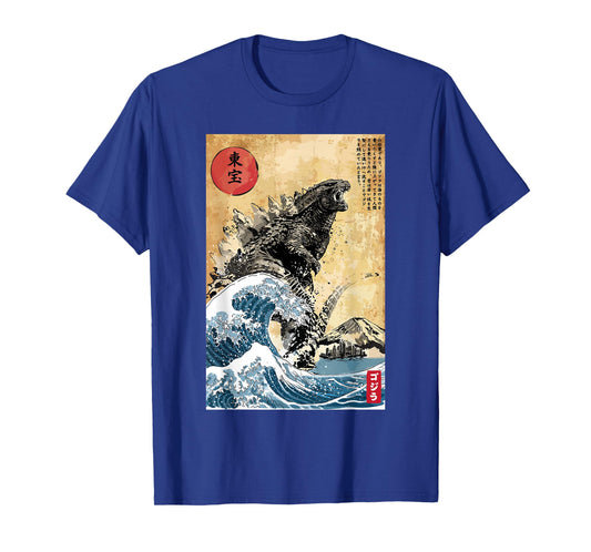 Japanese Wave Monster Retro Art Kaiju Lover Vintage Graphic T-Shirt