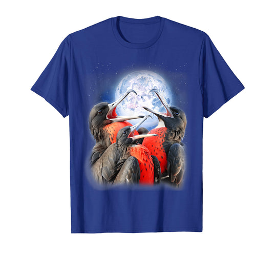 3 Frigate Birds Howling At The Moon Funny Bird Lover Birder T-Shirt