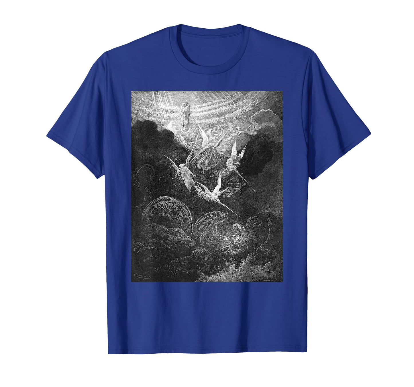 Gustave Dore Archangel Michael and Angels Fighting Dragon T-Shirt