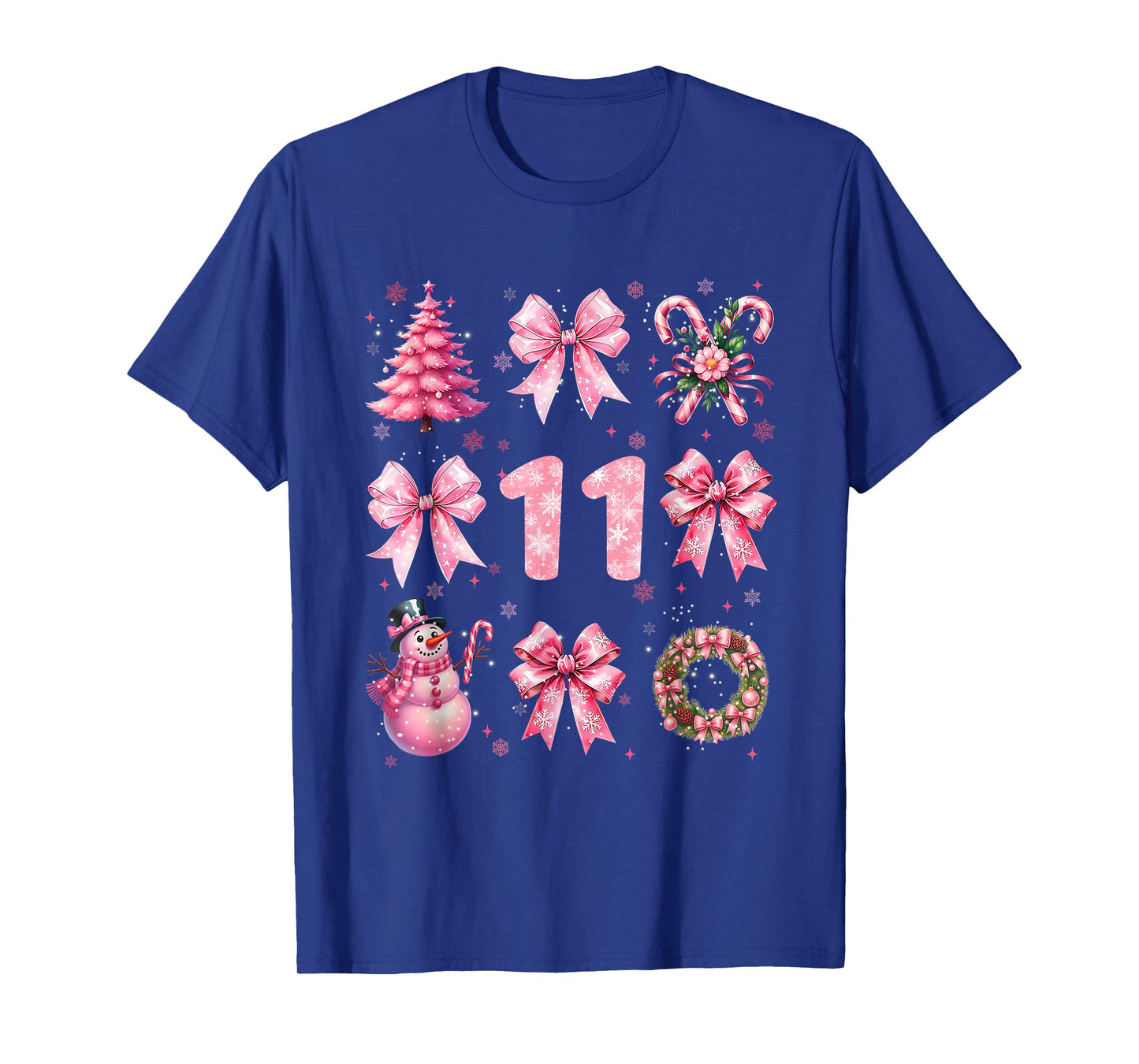 My 11th Birthday Pink Santa Coquette Snowman 11 Years Old T-Shirt