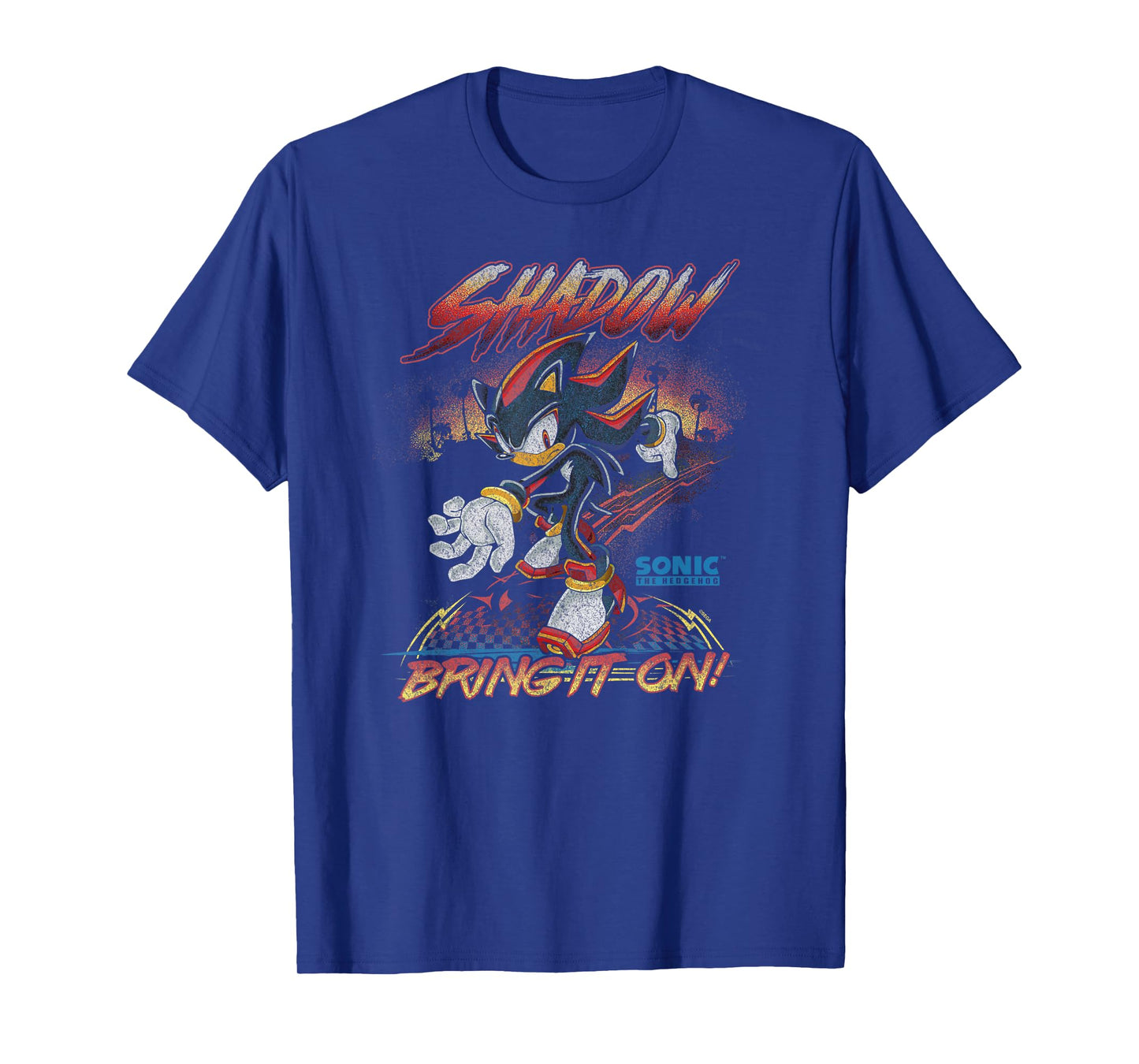 Sonic The Hedgehog Shadow Bring It On! Distressed Poster T-Shirt