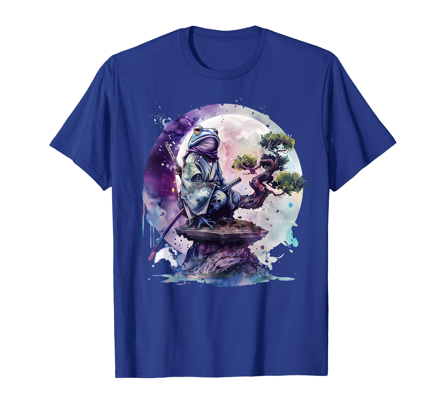 Samurai Frog Artwork Japanese Samurai Frog Anime Watercolor T-Shirt