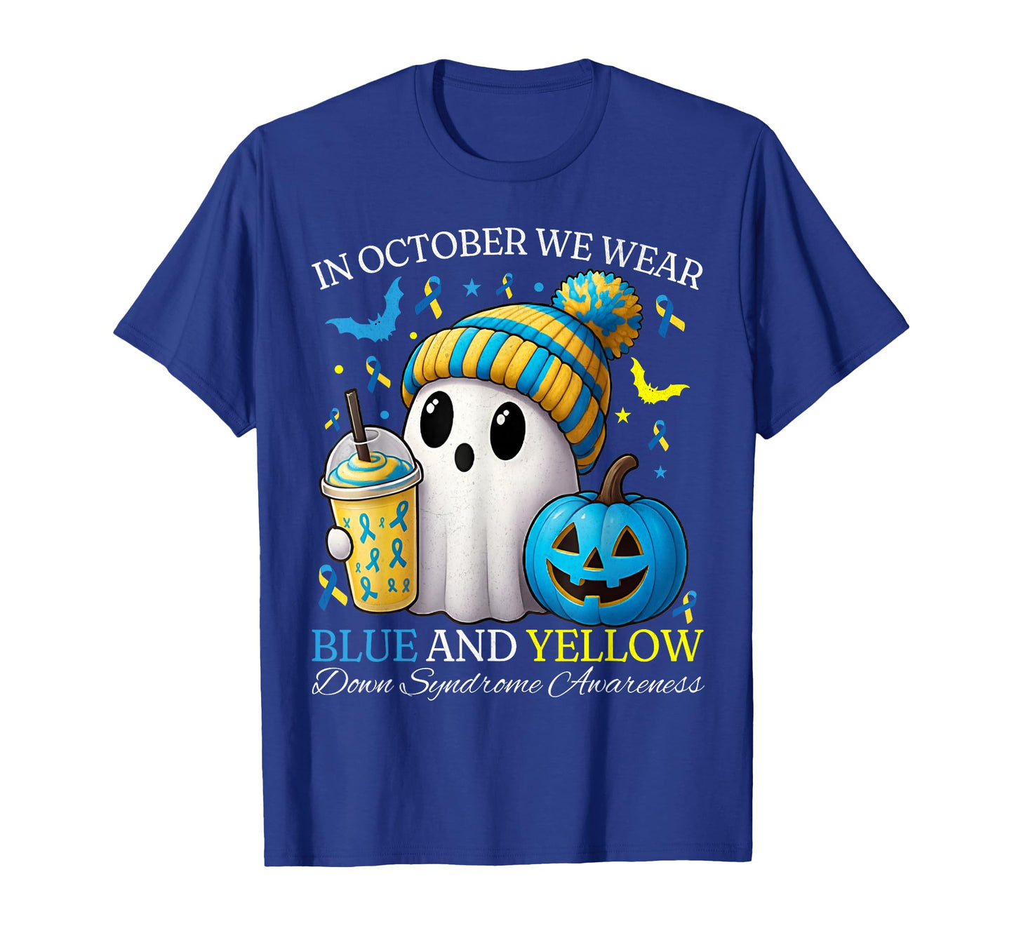 in October We Wear Yellow and Blue Down Syndrome Awareness T-Shirt