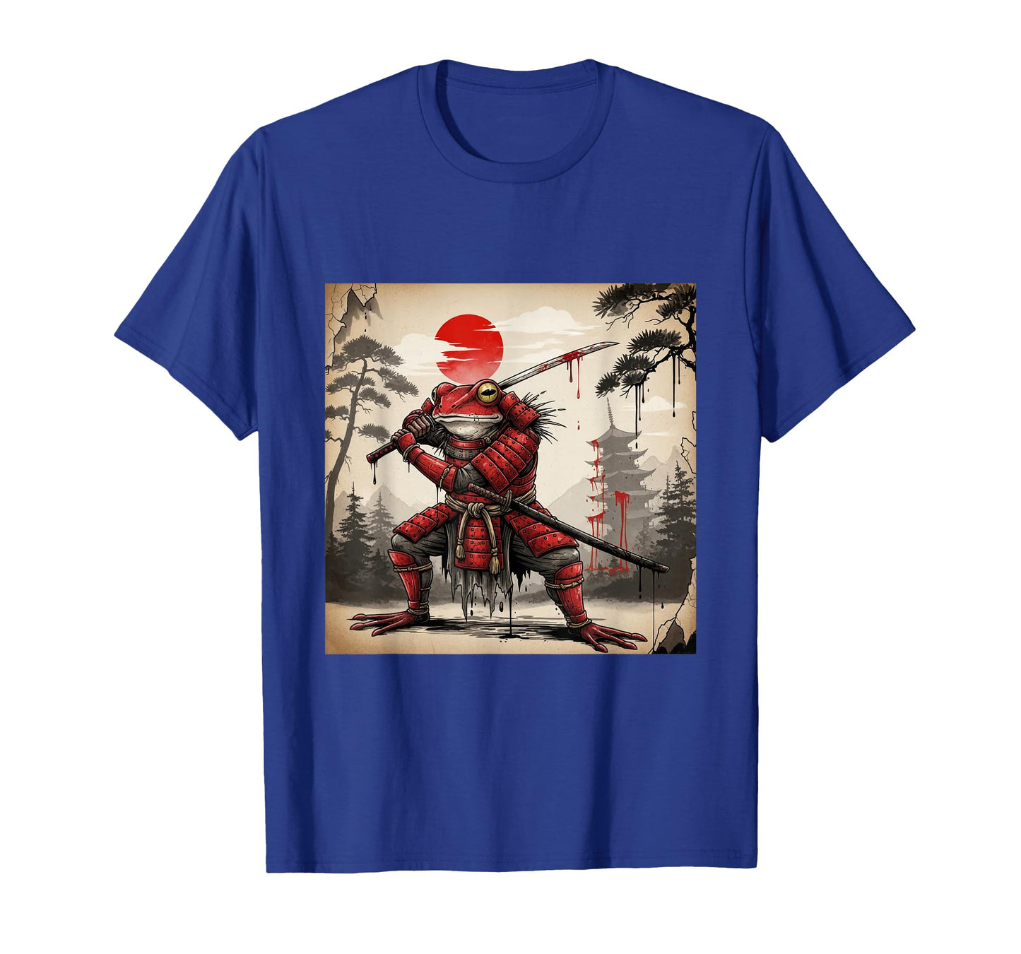 Samurai Frog Warrior Dark Japanese Mythology Design T-Shirt