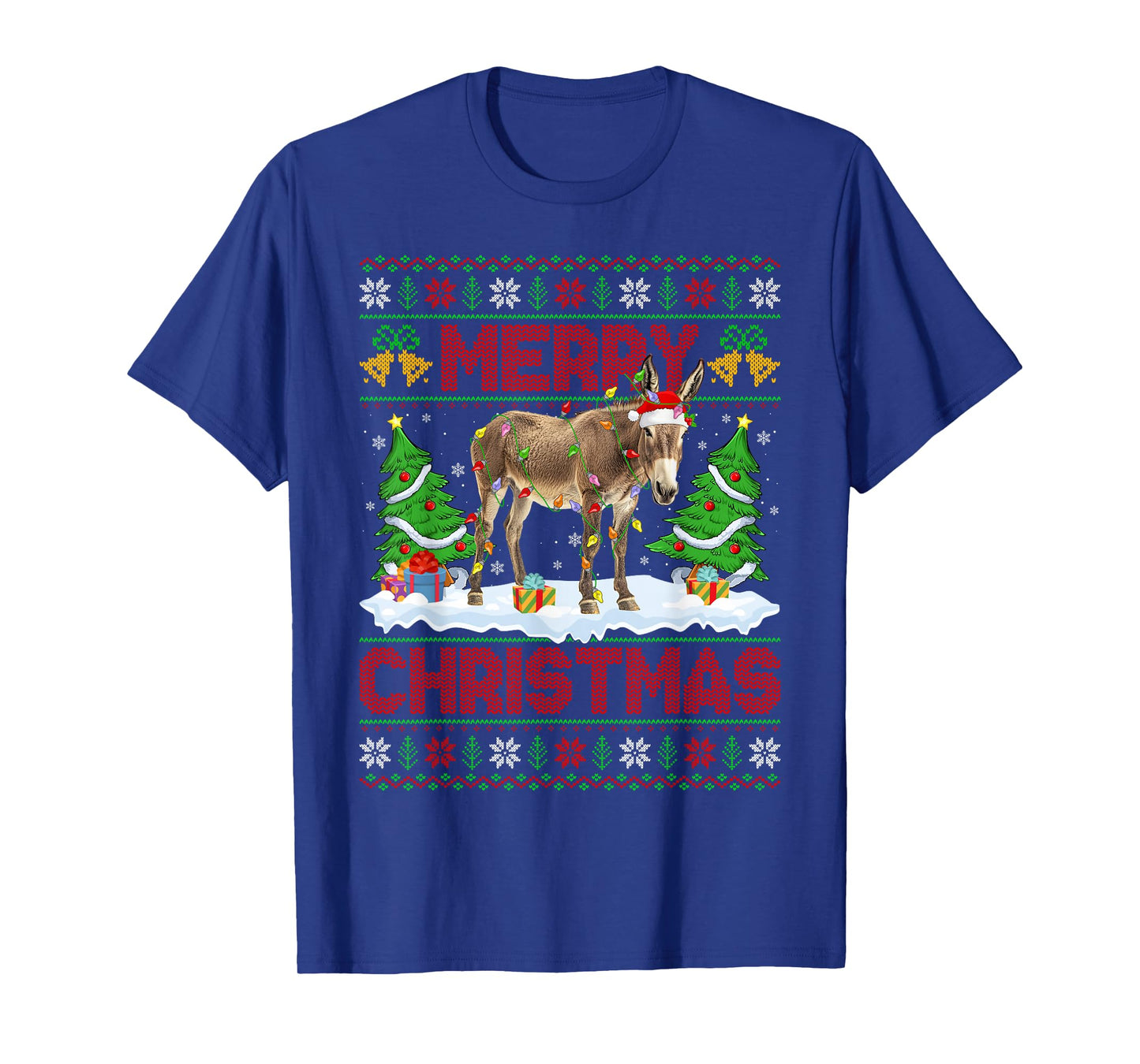 Donkey Mule Ugly Xmas Sweater Funny Animal Lights Christmas T-Shirt