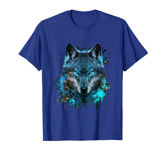 Wolf Art Abstract Wolf Face Wolves Animal Wolf Lover T-Shirt