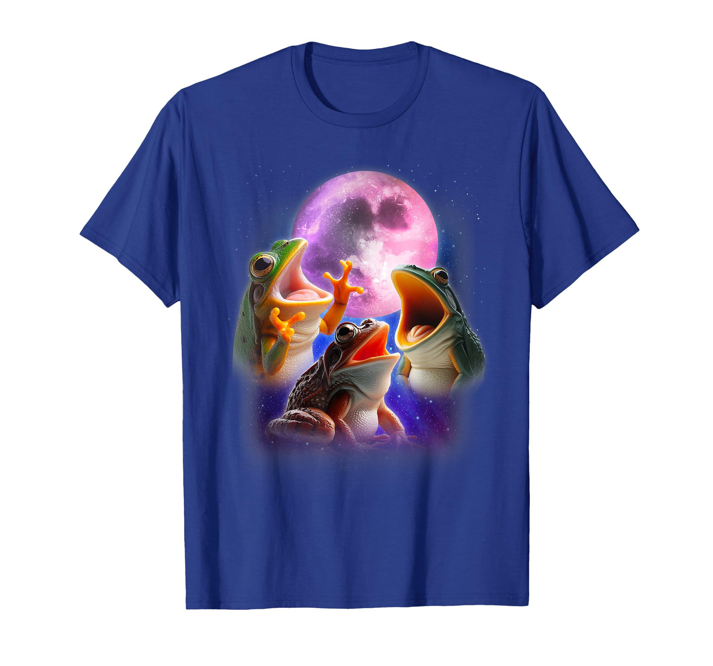 3 Frog Howling At The Moon Funny Frog Lover Toad Amphibian T-Shirt