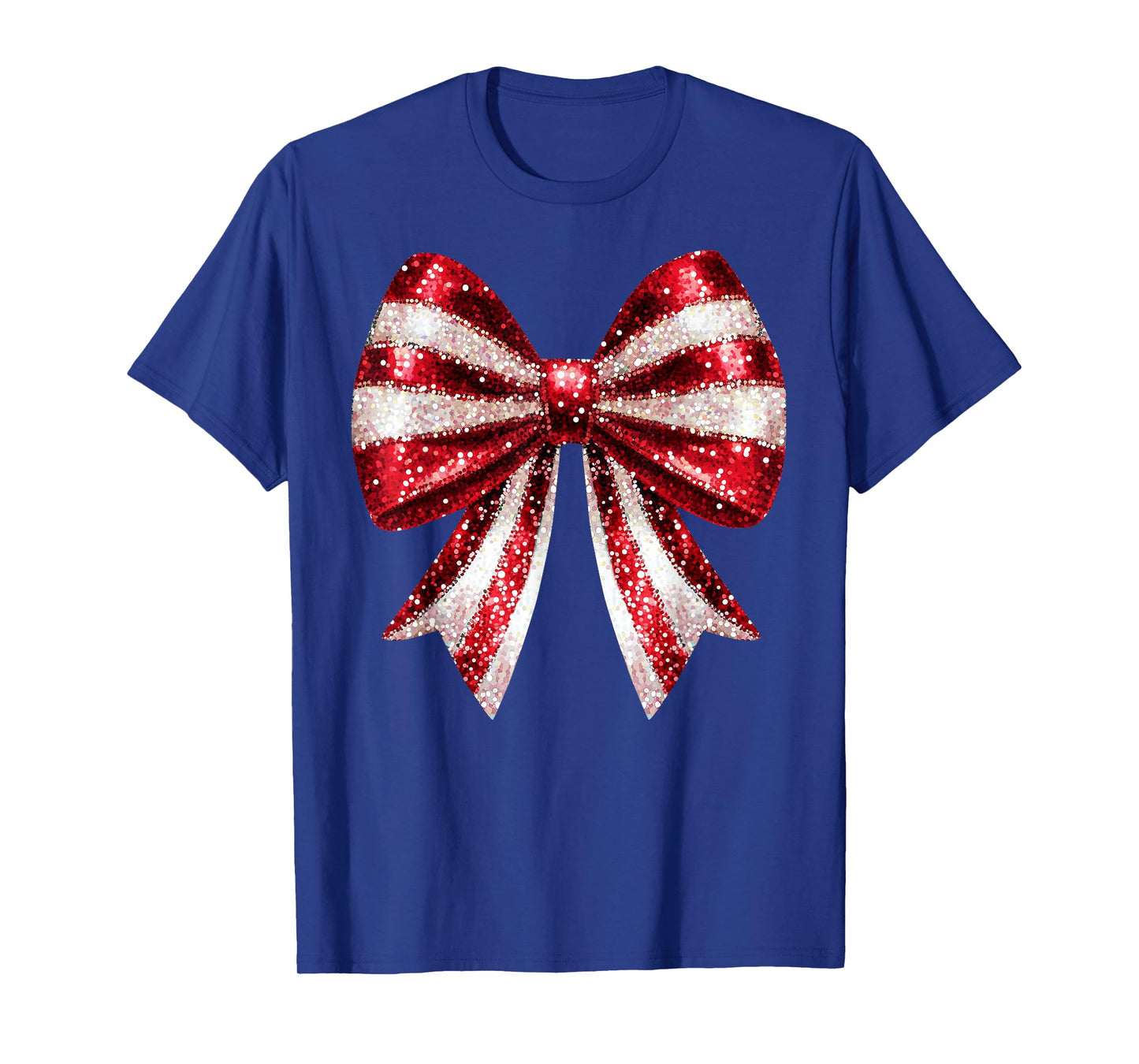 Cute Coquette Bow Christmas Candy Cane Xmas Women Kids Girls T-Shirt