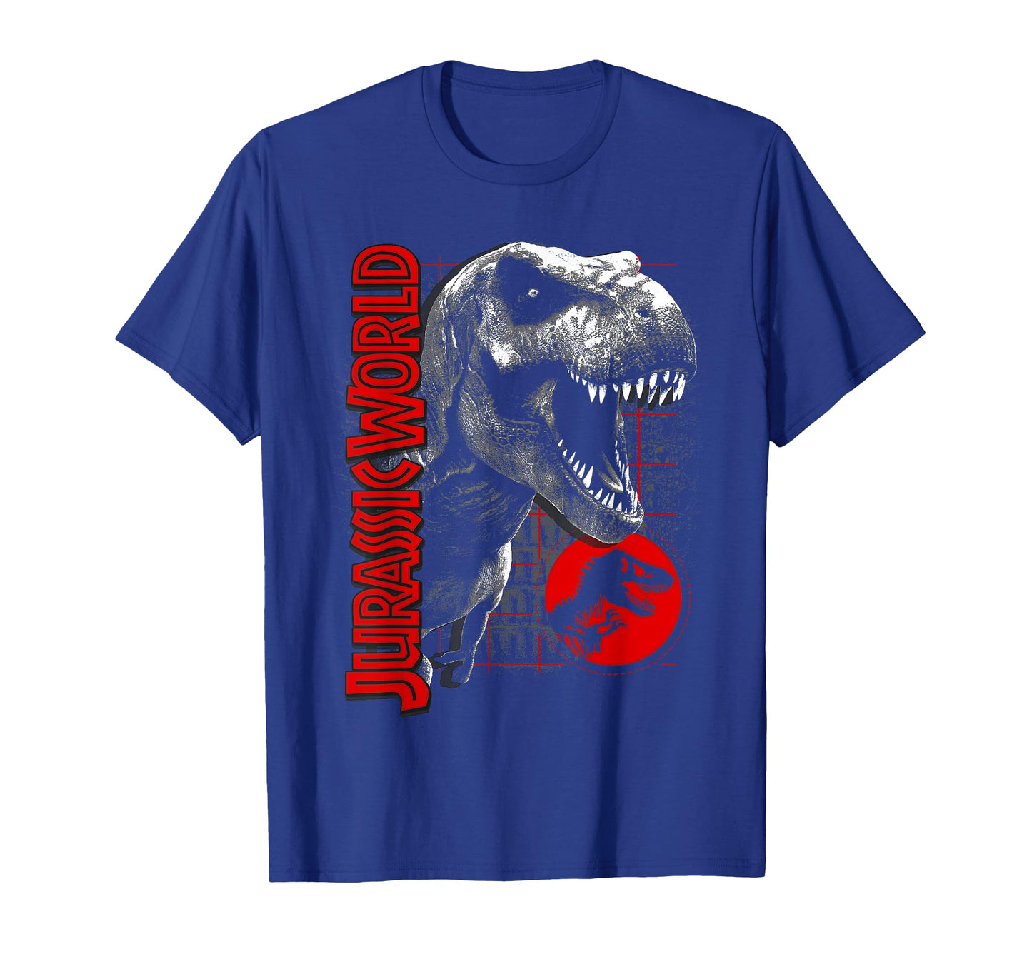 Jurassic World T-Rex Grid Background Logo Graphic T-Shirt T-Shirt