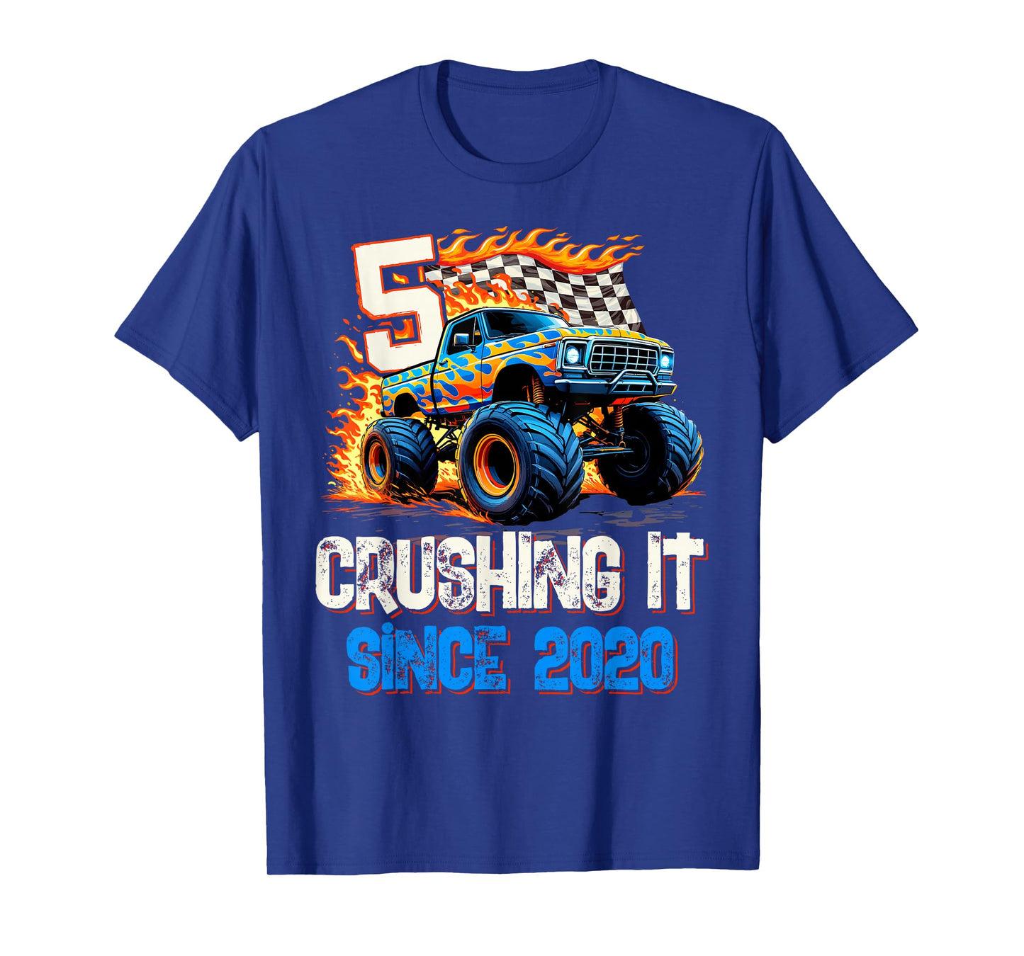 5 Crushing It Since 2020 5th Birthday Monster Truck T-Shirt