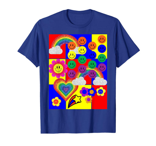 Kidcore Flower Heart Faces T-Shirt