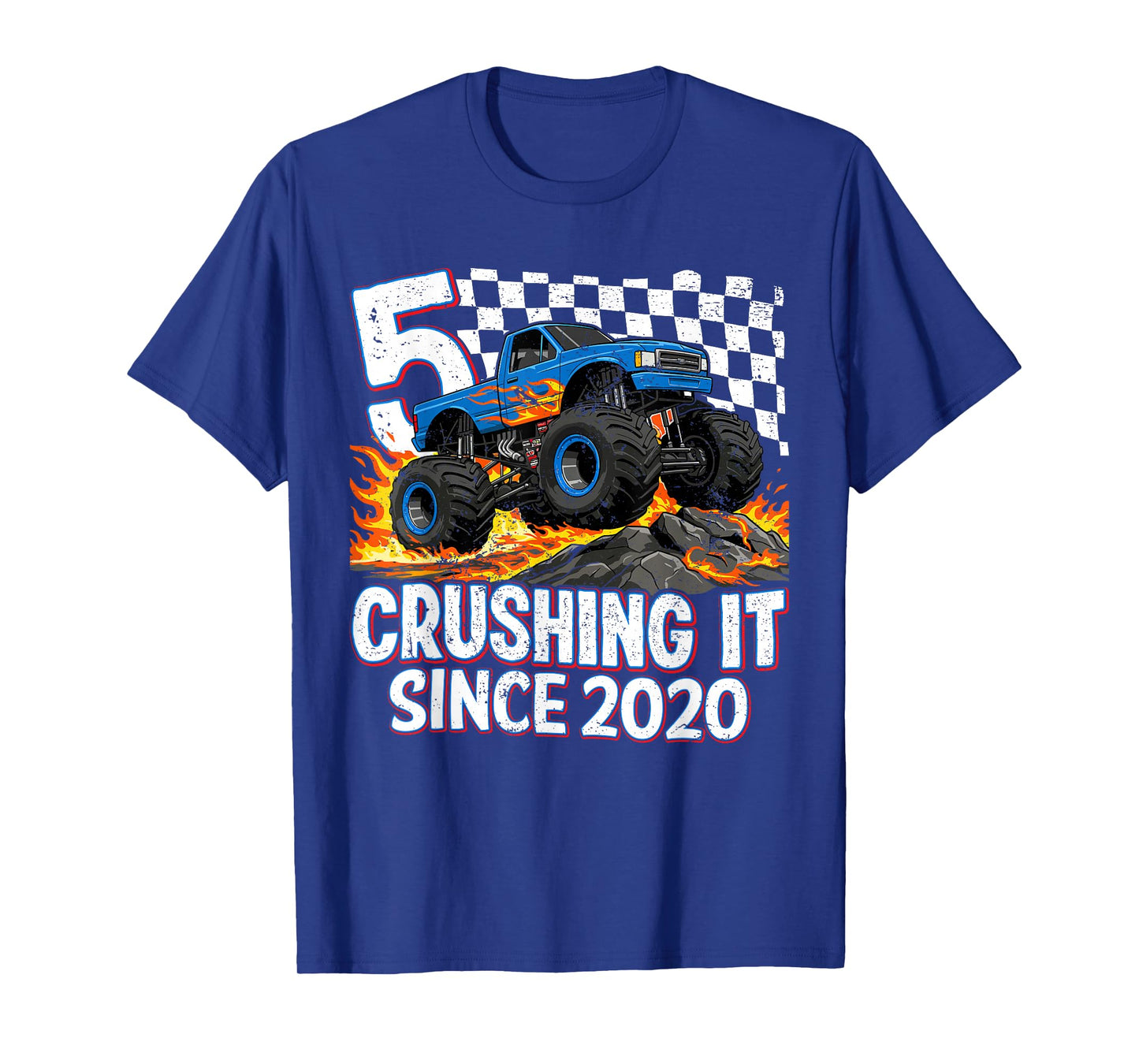 5th Birthday Monster Truck 5 year Old Boys Party Born 2020 T-Shirt