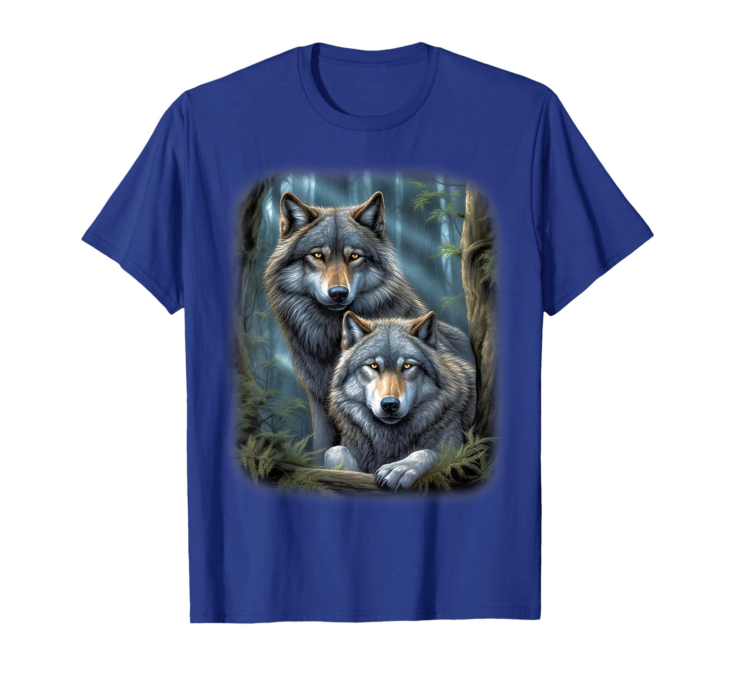 Wolf Wolves in Forest by Night Moon Fantasy Art Wildlife T-Shirt