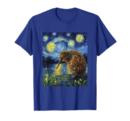 Funny Kiwi Bird - Van Gogh Style - Starry Night Graphic T-Shirt