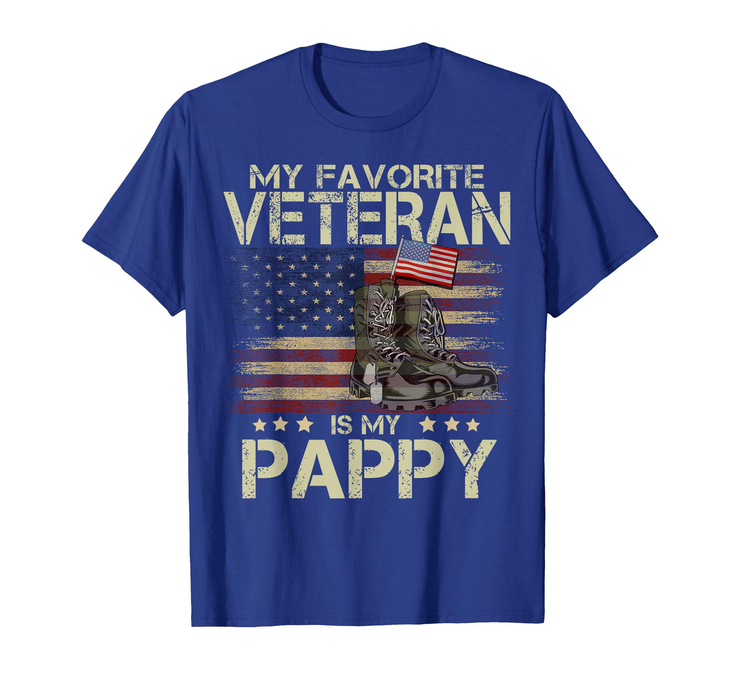 My Favorite Veteran Is My Pappy Shirt Flag & Military Boots T-Shirt