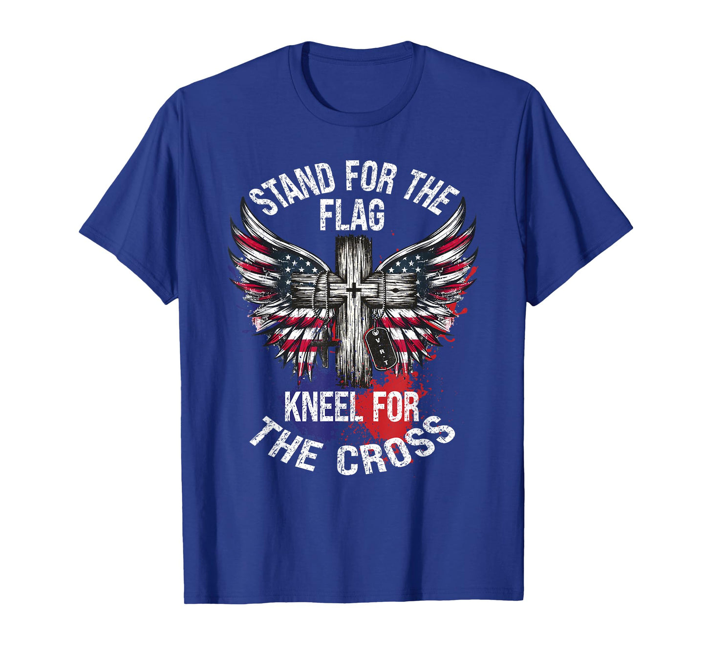 Stand for The Flag Kneel for The Cross US Patriotic Military T-Shirt
