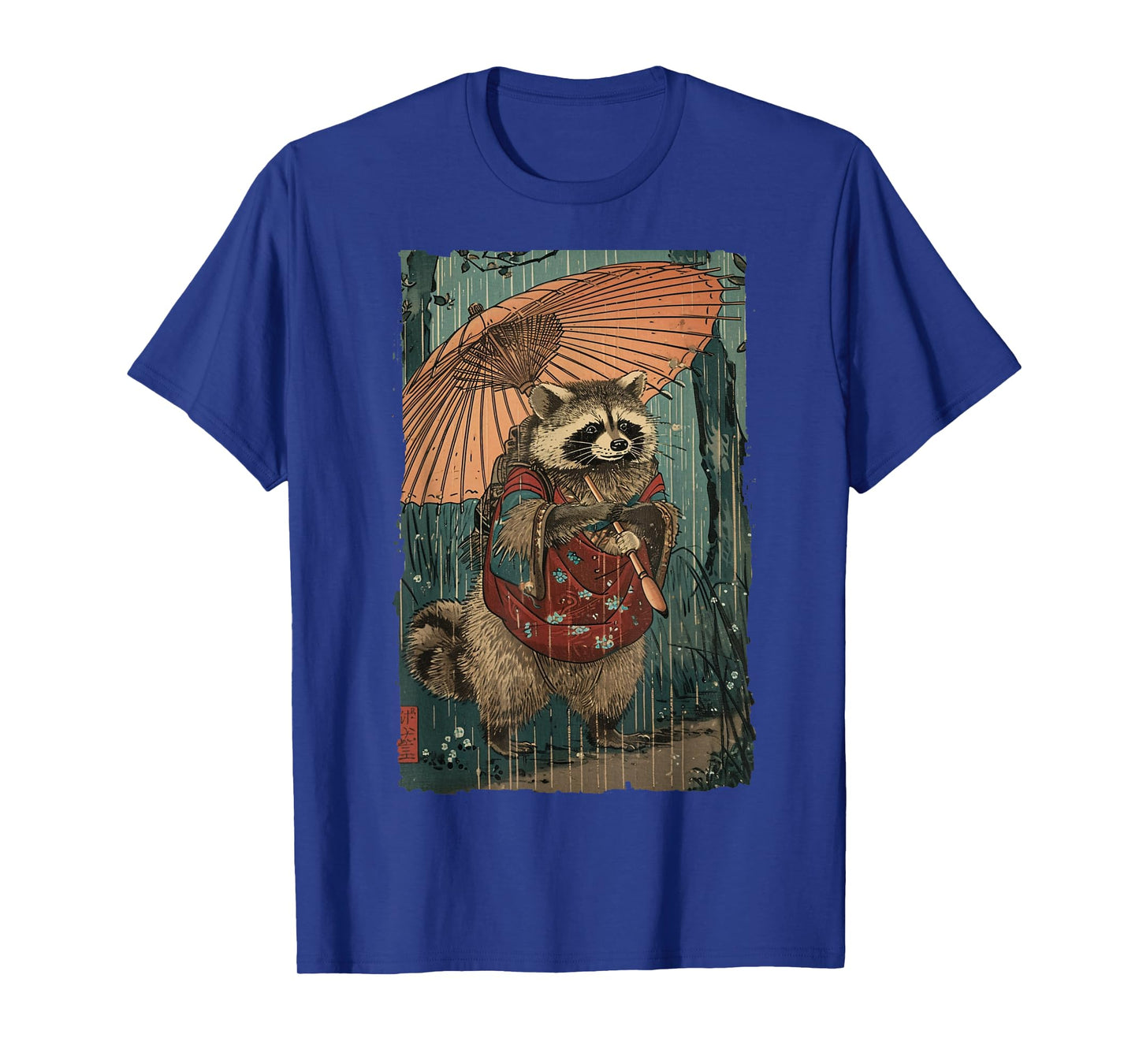 Rainy Day Raccoon: A Kimono-clad Delight T-Shirt