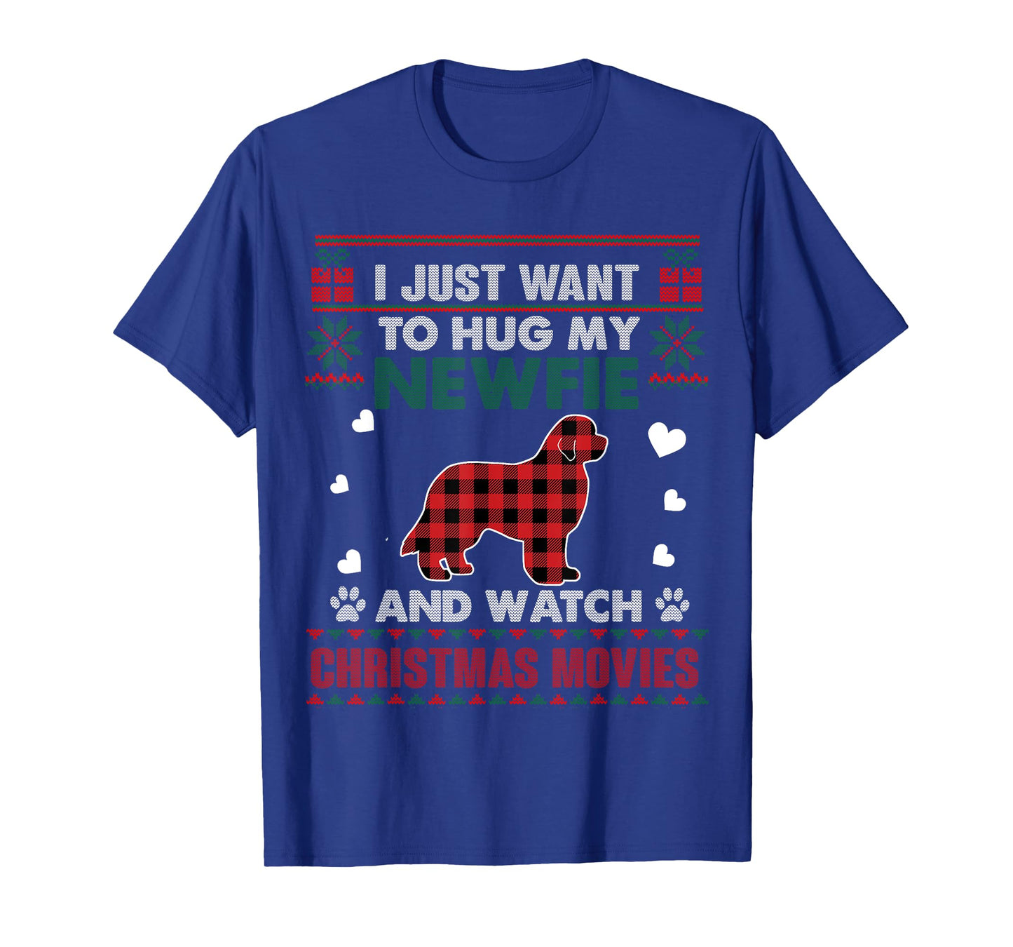 Newfie Dog Owner Christmas Movies Pajama Xmas Ugly Sweater T-Shirt for Men Women Kids