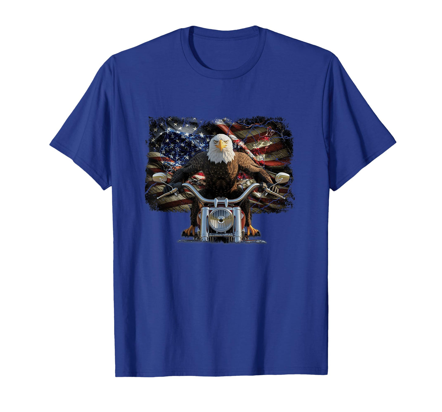 American Flag Eagle Riding Motorcycle Biker USA Patriot T-Shirt