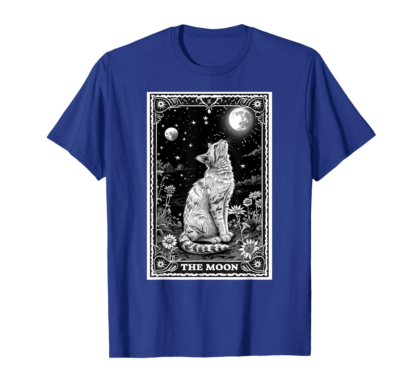 Cat Tarot Card Witchy Moon Hat Halloween Black Cats Zodiac Men Women Kids T-Shirt